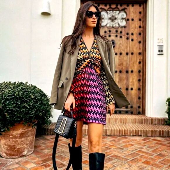 Zara blogger favorite printed midi dress NWT - Picture 2 of 9